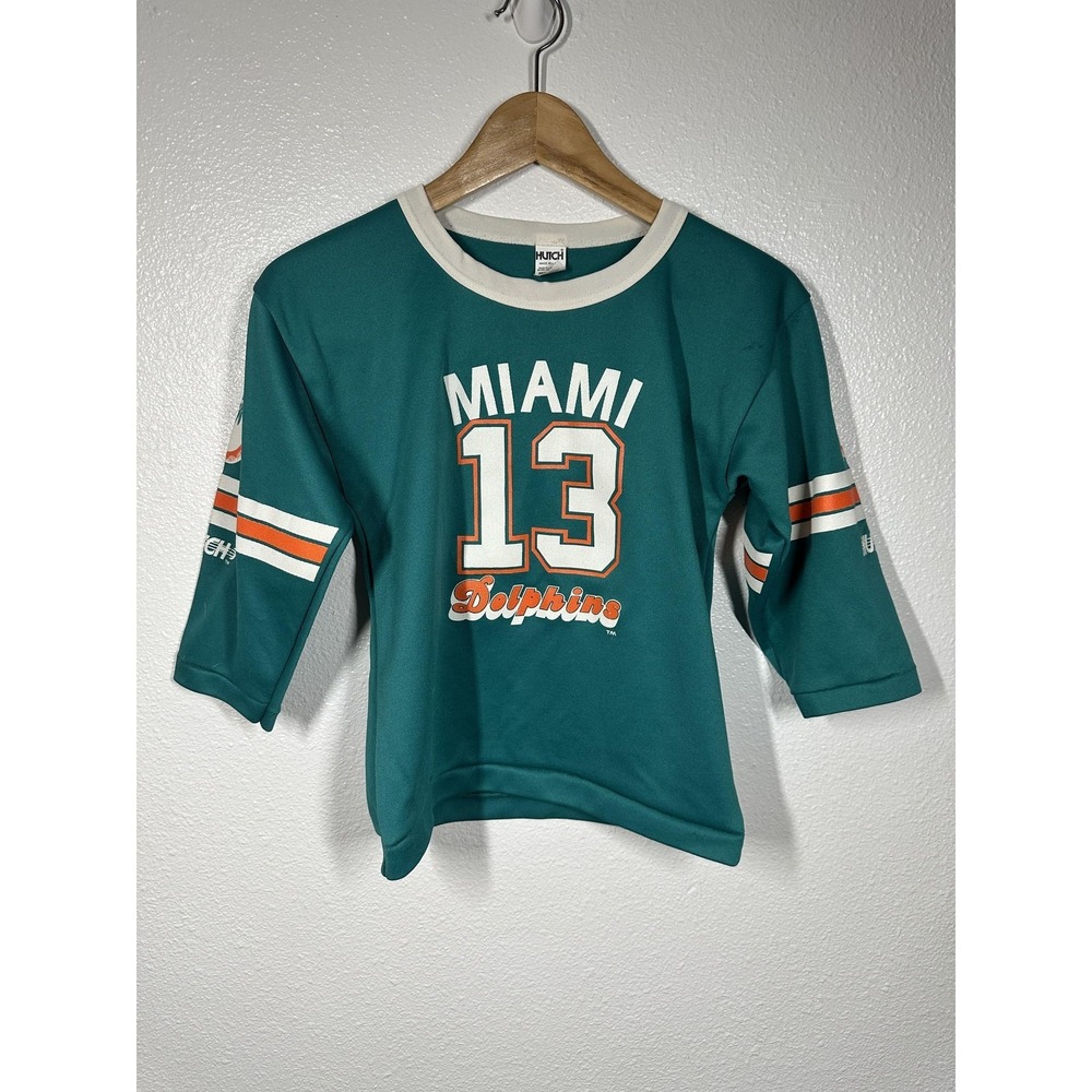 Vintage Miami Dolphins Shirt Youth Medium Teal White NFL‎ Football Number 13 90s